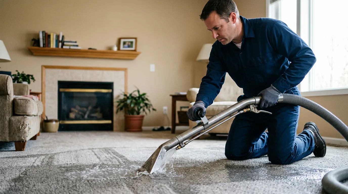 Water damage restoration technician working near Eureka Springs, AR